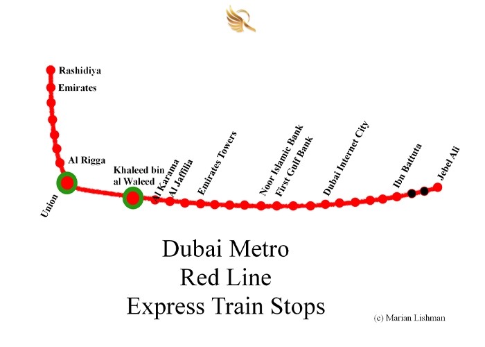 ایستگاه های موجود متروی دبی