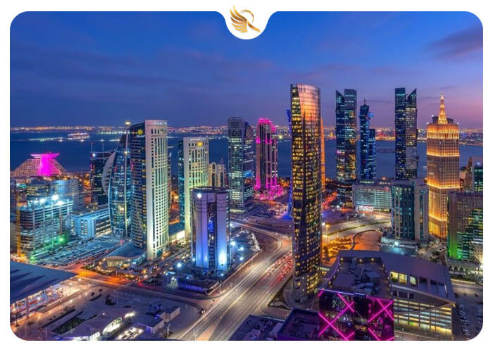 شهر دوحه قطر در شب